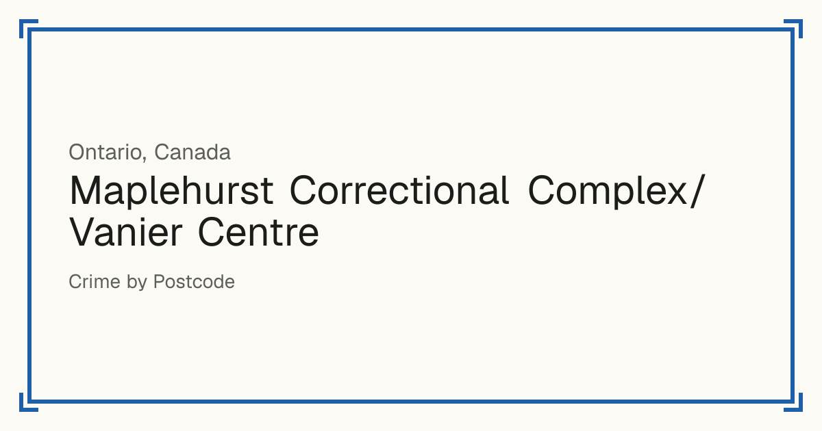 Maplehurst Correctional Complex/Vanier Centre, Canada: recorded crime per 100,000 people by type and a Safety score from 1 to 10 compared with other places in the same country or state.