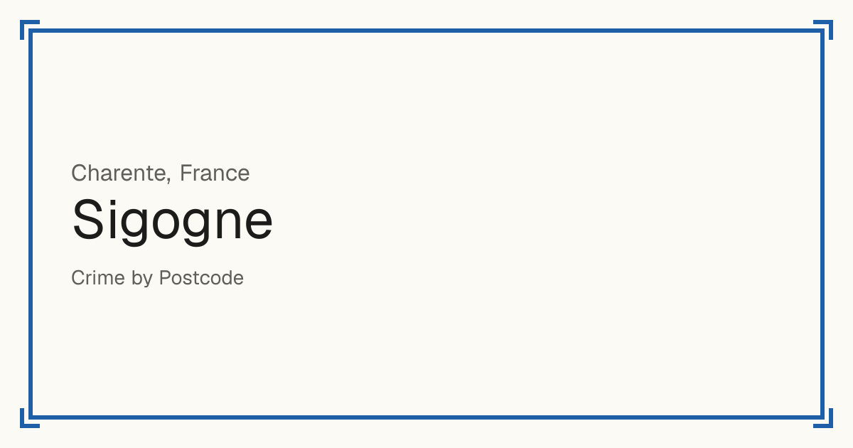 Sigogne, France: recorded crime per 100,000 people by type and a Safety score from 1 to 10 compared with other places in the same country or state.