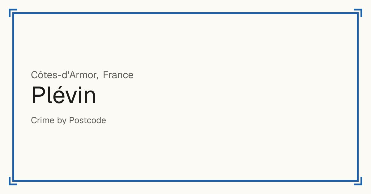 Plévin, France: recorded crime per 100,000 people by type and a Safety score from 1 to 10 compared with other places in the same country or state.