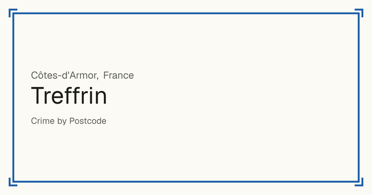 Treffrin, France: recorded crime per 100,000 people by type and a Safety score from 1 to 10 compared with other places in the same country or state.