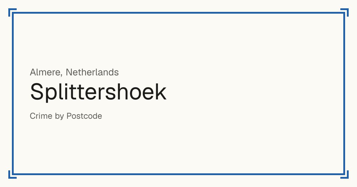 Splittershoek, Netherlands: recorded crime per 100,000 people by type and a Safety score from 1 to 10 compared with other places in the same country or state.