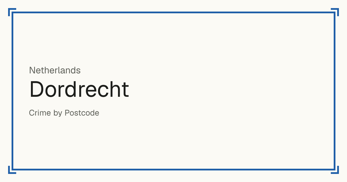Dordrecht, Netherlands: Safety scores from 1 to 10 for 93 places, each compared with other places in the same country or state.