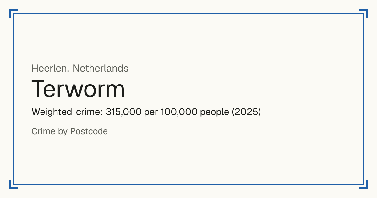 Terworm, Netherlands: Weighted crime: 315,000 per 100,000 people (2025).
