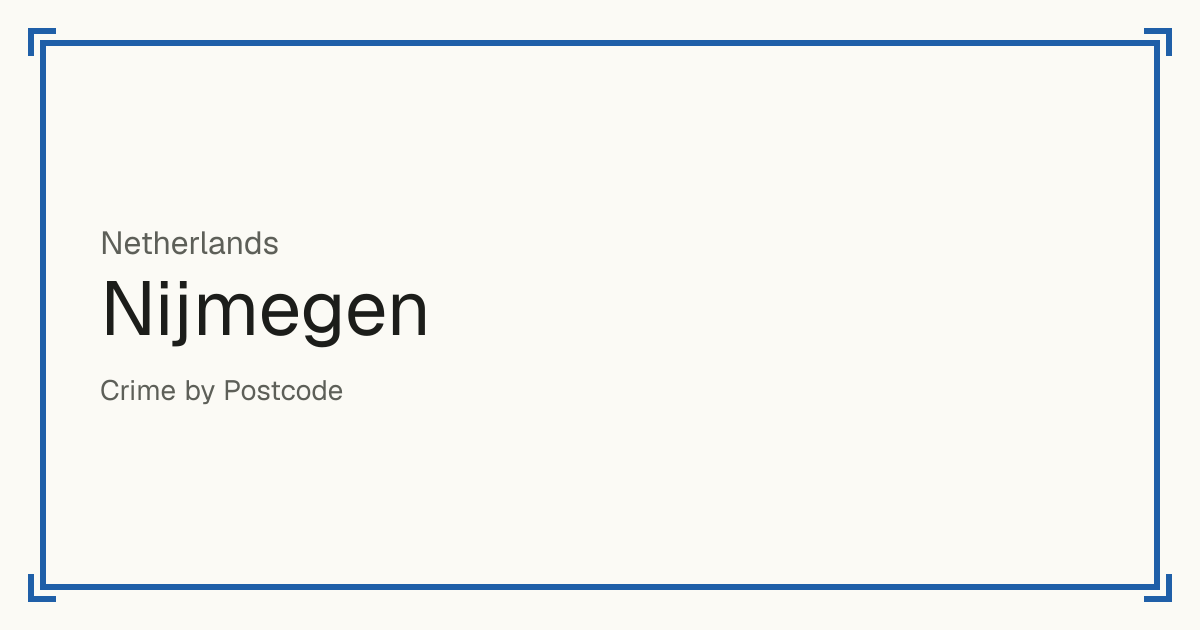 Nijmegen, Netherlands: Safety scores from 1 to 10 for 38 places, each compared with other places in the same country or state.