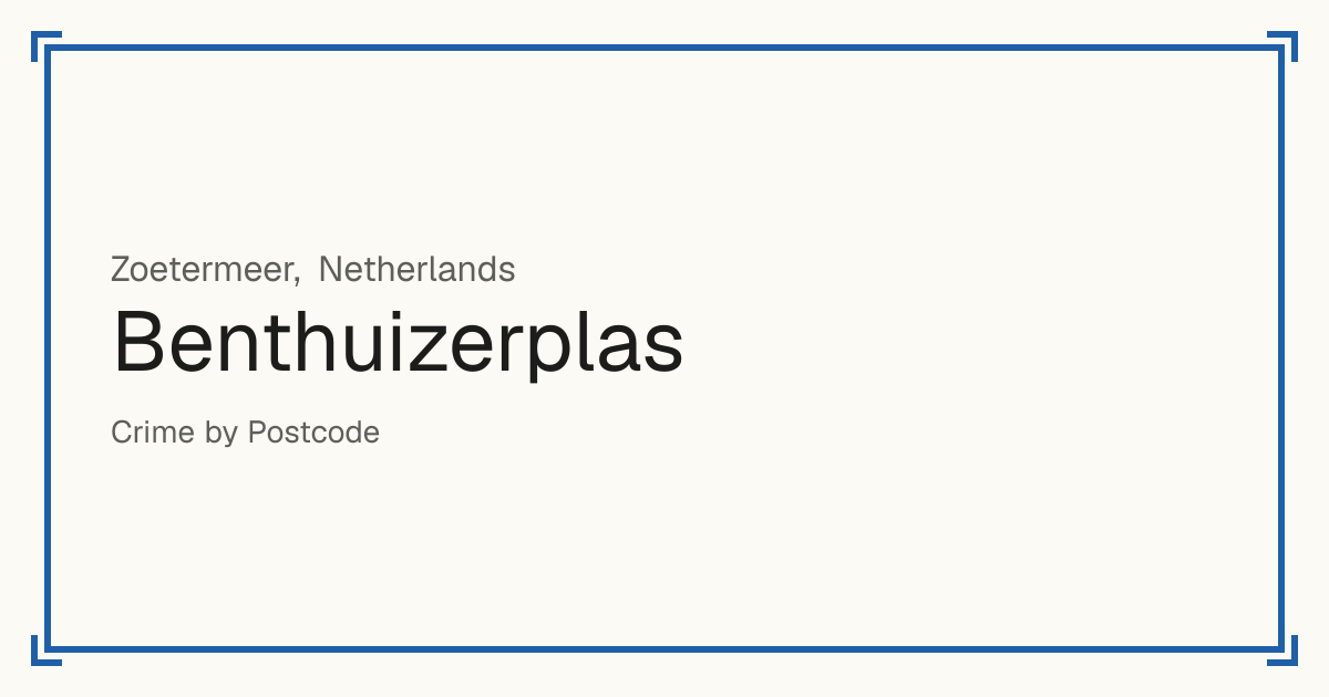 Benthuizerplas, Netherlands: recorded crime per 100,000 people by type and a Safety score from 1 to 10 compared with other places in the same country or state.