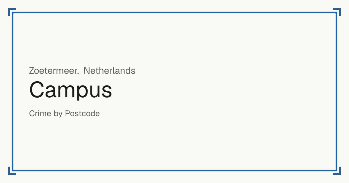Campus, Netherlands: recorded crime per 100,000 people by type and a Safety score from 1 to 10 compared with other places in the same country or state.