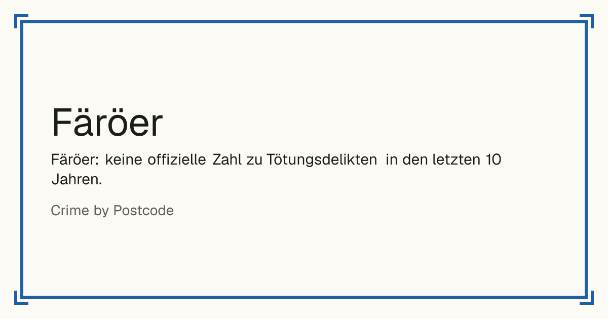 Färöer: Tötungsdelikte pro 100.000 Einwohner, die Entwicklung über 10 Jahre und der Rang in Nordeuropa.