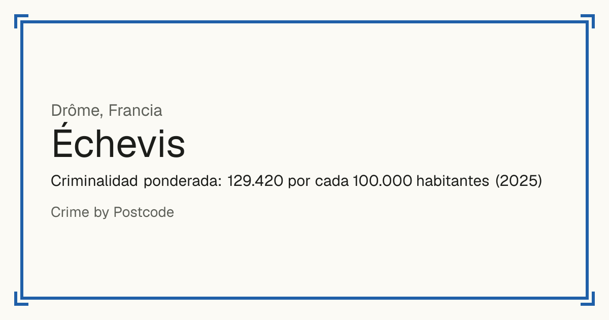 Échevis, Francia: Criminalidad ponderada: 129.420 por cada 100.000 habitantes (2025).