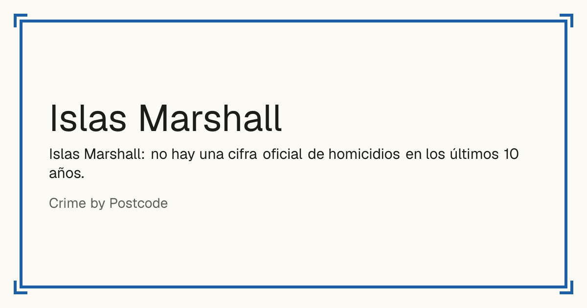 Islas Marshall: tasa de homicidios por cada 100.000 habitantes, su tendencia en 10 años y su posición en Micronesia.