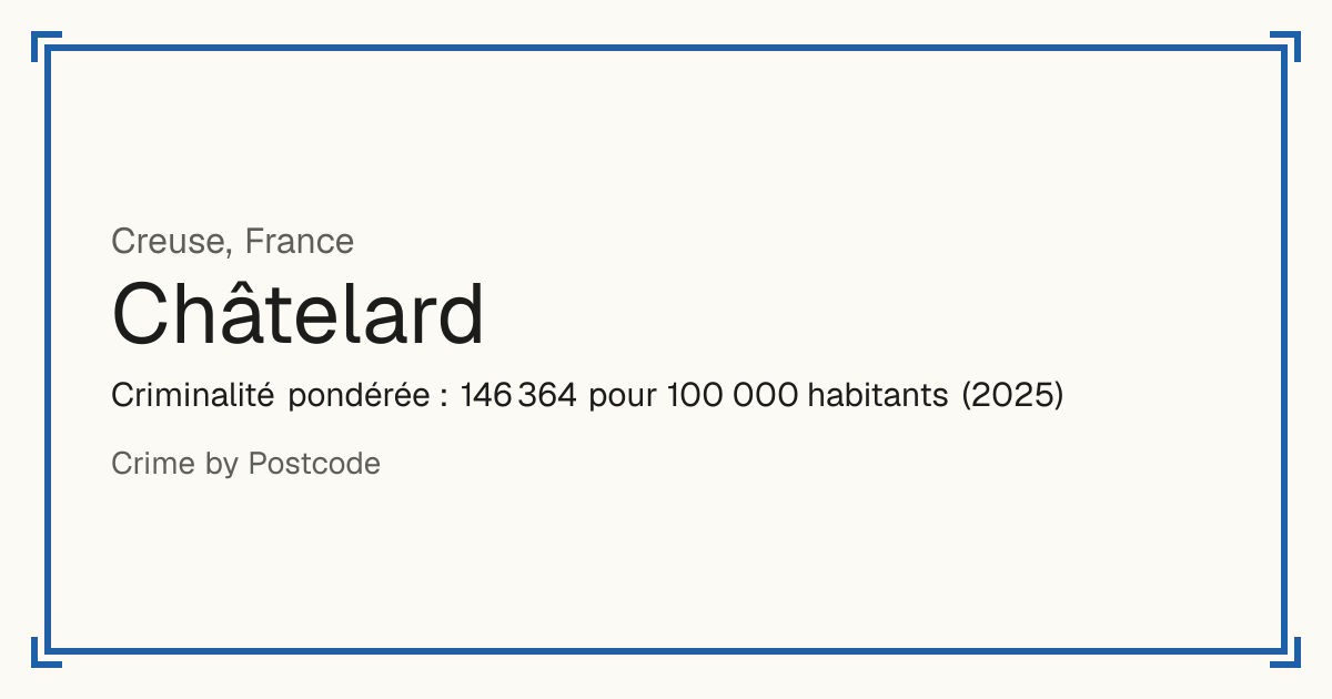 Châtelard, France: Criminalité pondérée : 146 364 pour 100 000 habitants (2025).