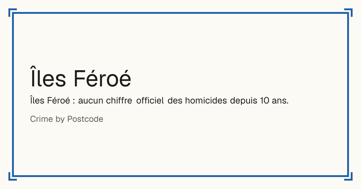 Îles Féroé : taux d'homicides pour 100 000 habitants, sa tendance sur 10 ans et son rang en Europe du Nord.