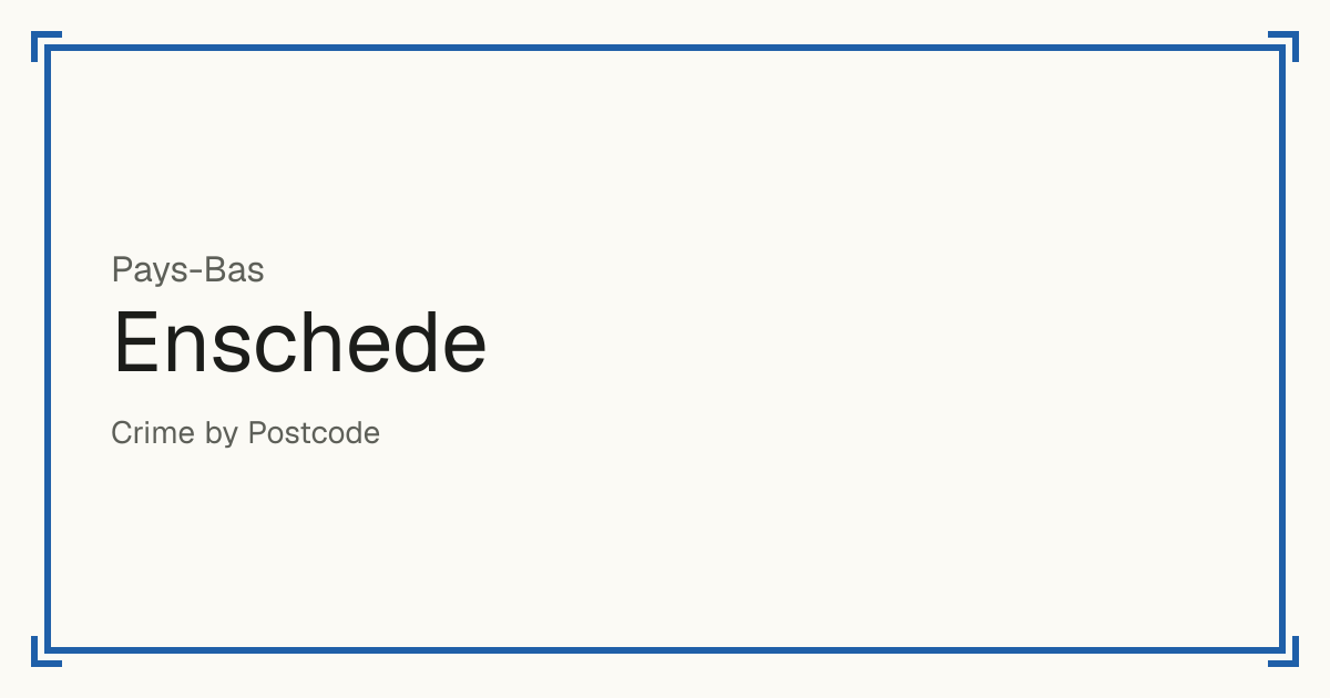 Enschede, Pays-Bas : score de sécurité de 1 à 10 pour 64 lieux, chacun comparé aux autres lieux du même pays ou État.
