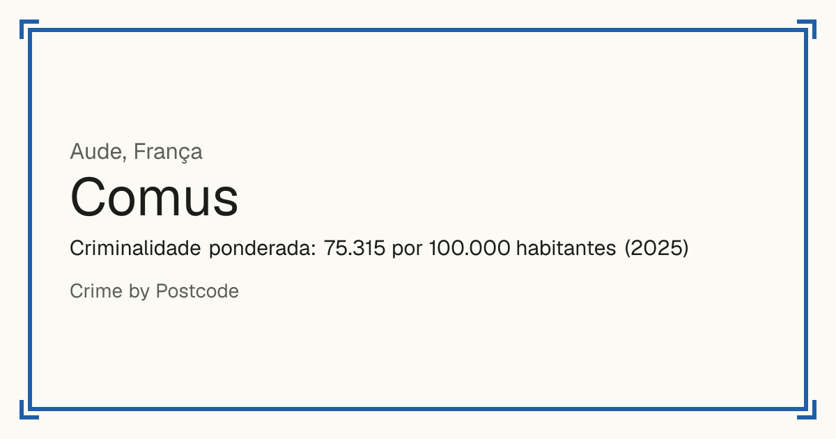 Comus, França: Criminalidade ponderada: 75.315 por 100.000 habitantes (2025).