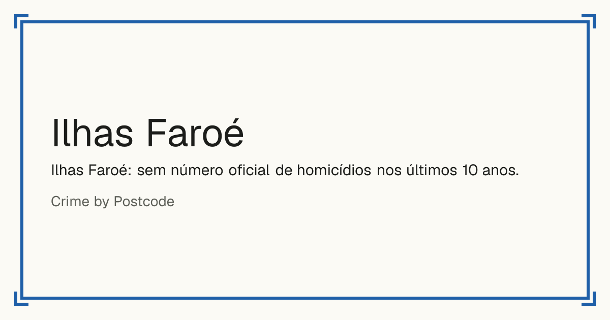 Ilhas Faroé: taxa de homicídios por 100.000 habitantes, a tendência em 10 anos e a posição no Norte da Europa.